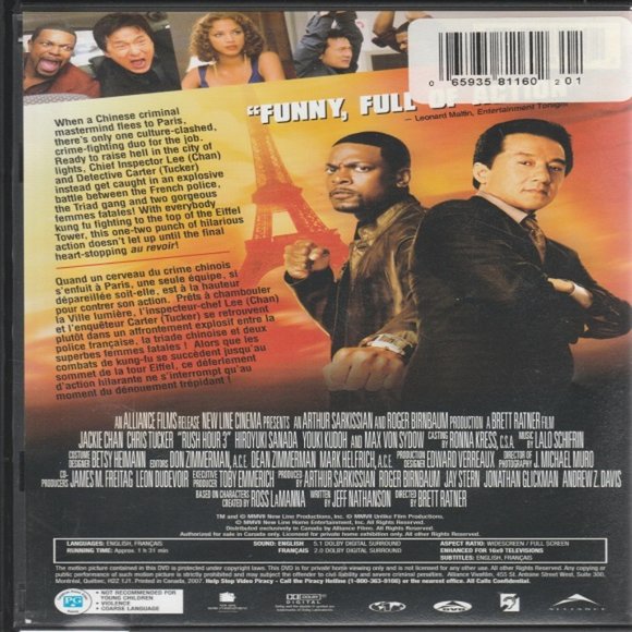 Rush Hour 3 - 2007 Action Comedy - Wide Screen & Full Screen DVD Version - Picture 2 of 2